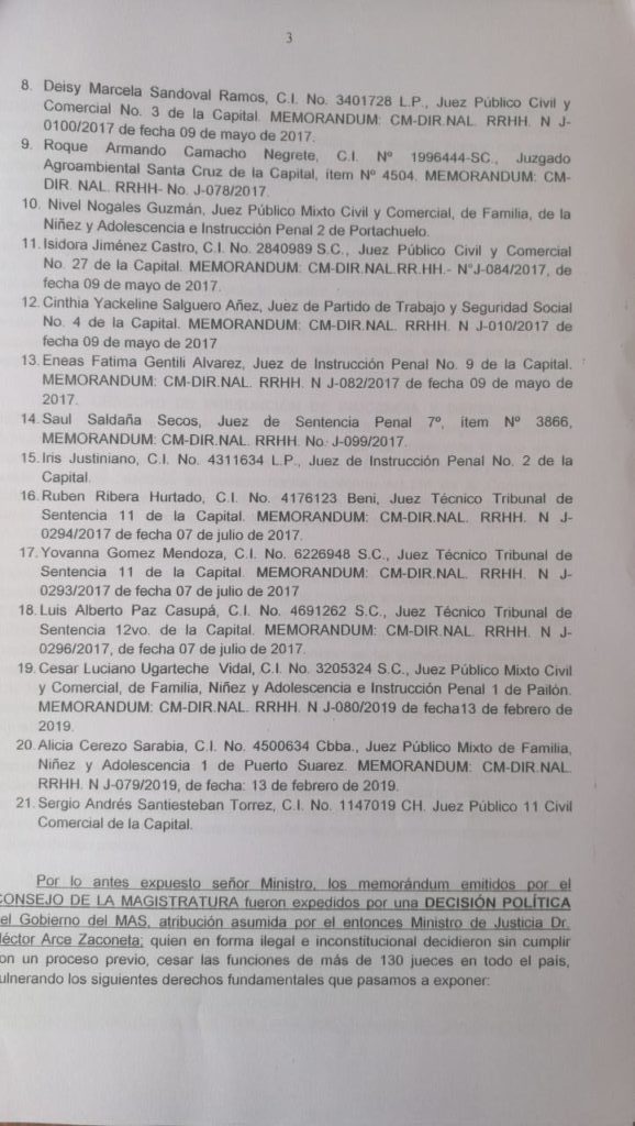 21 jueces piden restitución al cargo jurisdiccional 2 Jueces 2