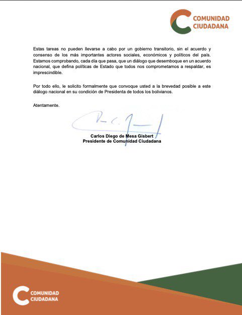 Mesa plantea a la presidente llamar a un diálogo nacional por el COVID-19 2 MESA 1