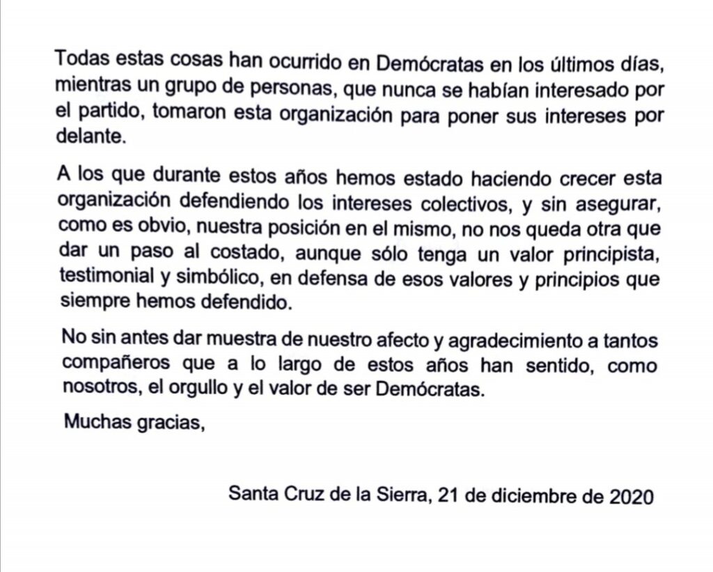 Ortiz y Peña dejan Demócratas por no acceder a candidaturas 2 carta 2