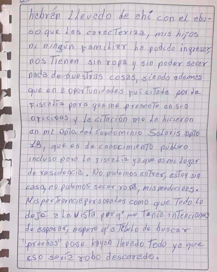 Jeanine Áñez relata cómo la detuvieron: “Más de un centenar de uniformados llegaron armados hasta los dientes y torturaron a mis sobrinos” 3 CARTA 3