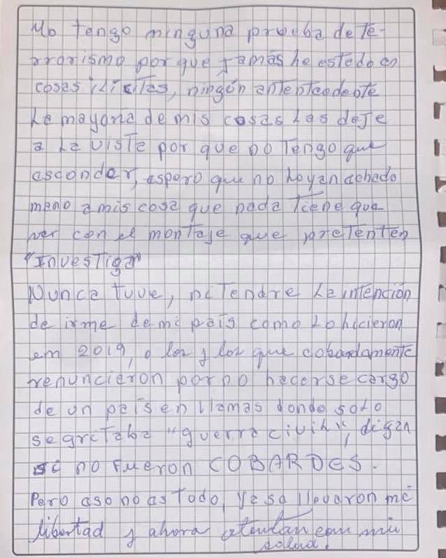 Jeanine Áñez relata cómo la detuvieron: “Más de un centenar de uniformados llegaron armados hasta los dientes y torturaron a mis sobrinos” 4 CARTA 4