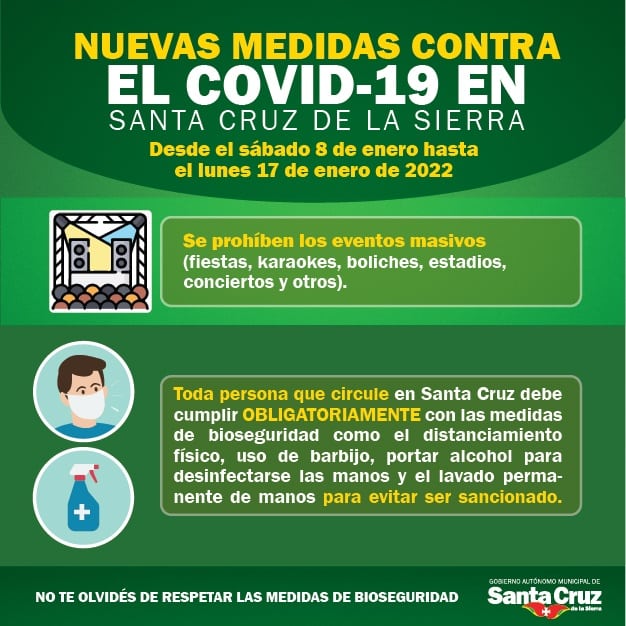 Santa Cruz de la Sierra tendrá nuevas restricciones desde el 8 de enero 1 medidas 3