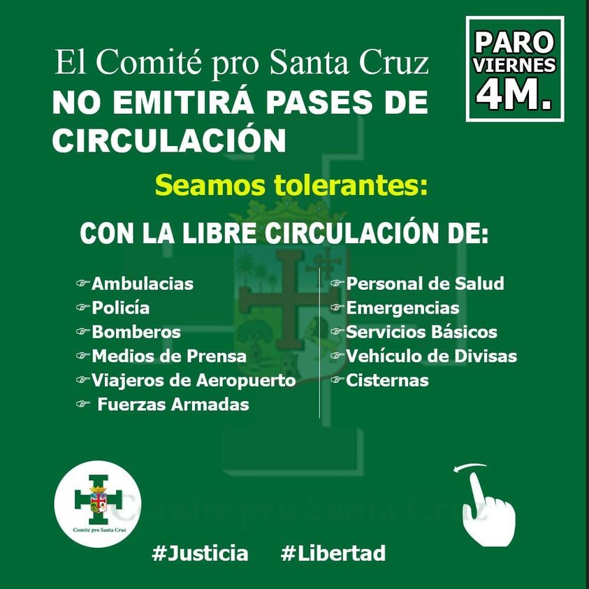En medio de críticas, el Comité Cívico lidera paro contra “arbitrariedades e injusticias” 1 NO
