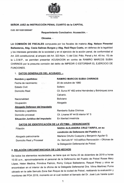 Fiscalía presenta acusación contra cívico potosino a denuncia de la Defensora Nadia Cruz 1 PAPEL 1
