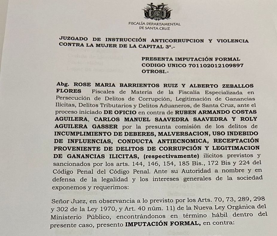Fiscalía imputa a Costas, Aguilera y Saavedra por desvíos de fondos; piden 6 meses de detención 2 costas 1