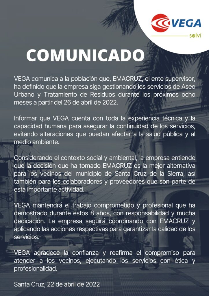 Emacruz amplía contrato de basura con Vega Solví y dice que es mandato del concejo 1 vga
