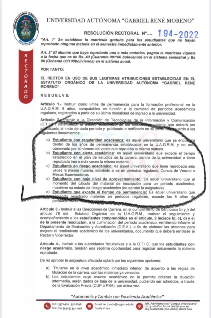 La “Gabriel” instituye ocho años como límite de permanencia estudiantil 1 RESO