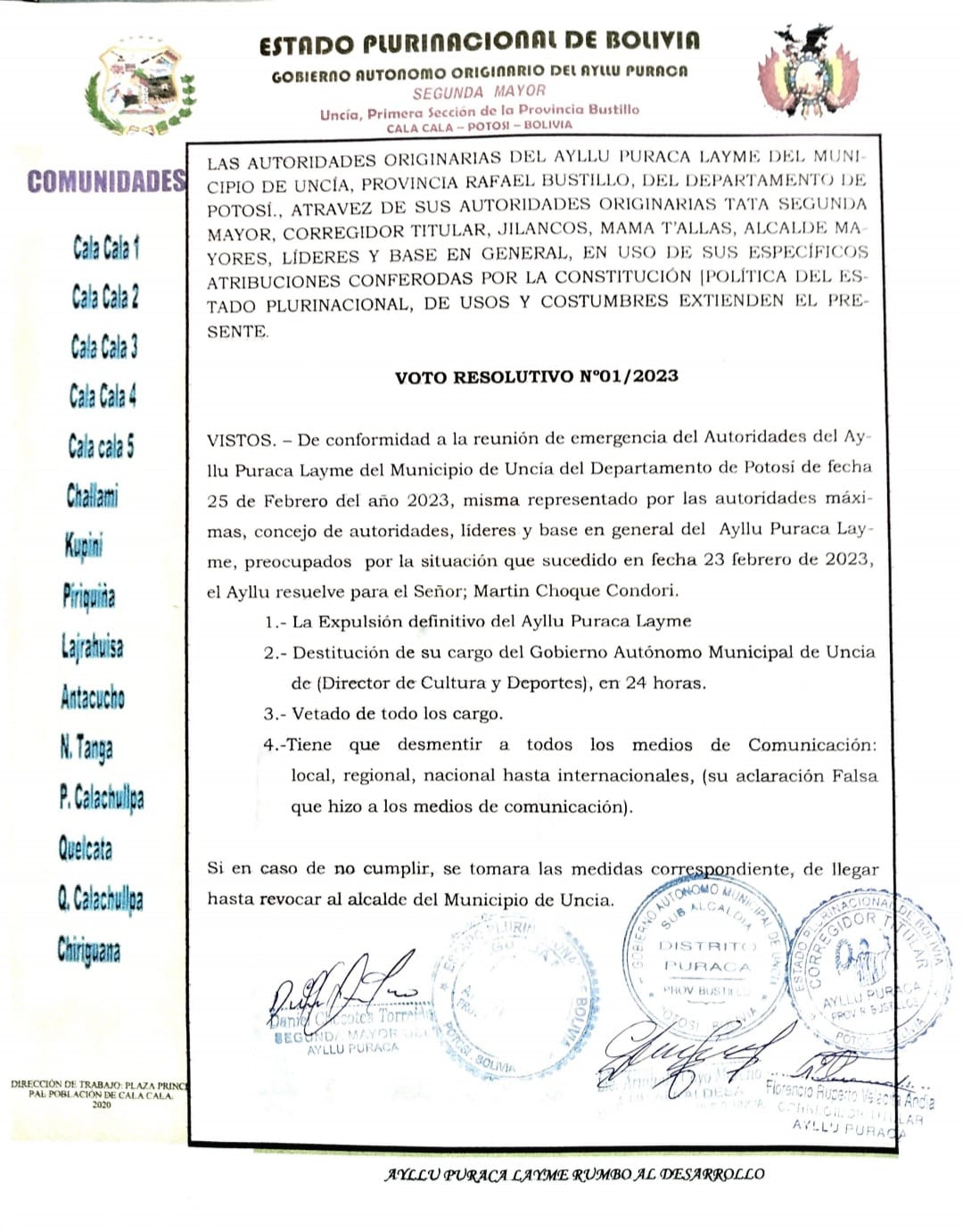 Potosino que tiró la silla de Evo denuncia que su esposa e hijo fueron "chicoteados" en un cabildo 1 9c3b73df491bdf23bbd7fb5f318e33da