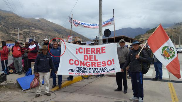 Cecilio Ilasaca Quispe durante una movilización en diciembre en Cusco.