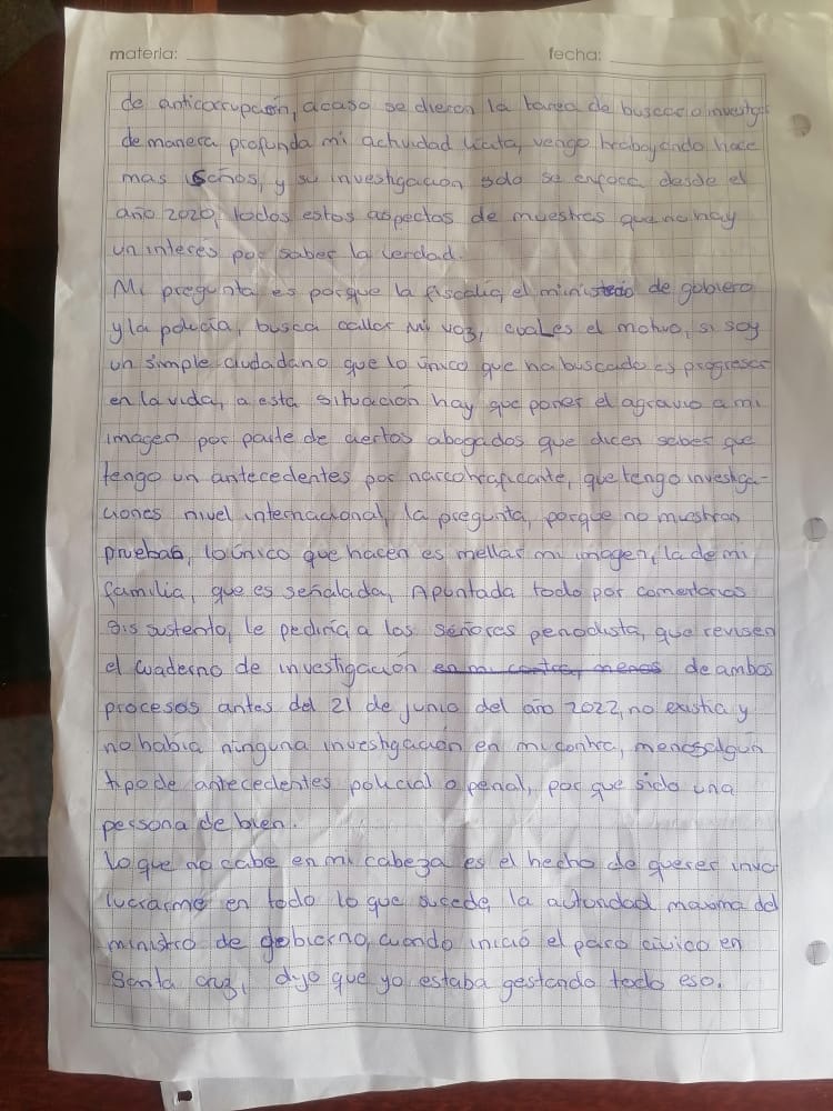 Nallar desde la cárcel: “¿Por qué la Fiscalía, la Policía y el Ministerio de Gobierno buscan callar mi voz?” 2 a0607d437d37c5d48ef0ef06650a7d9d
