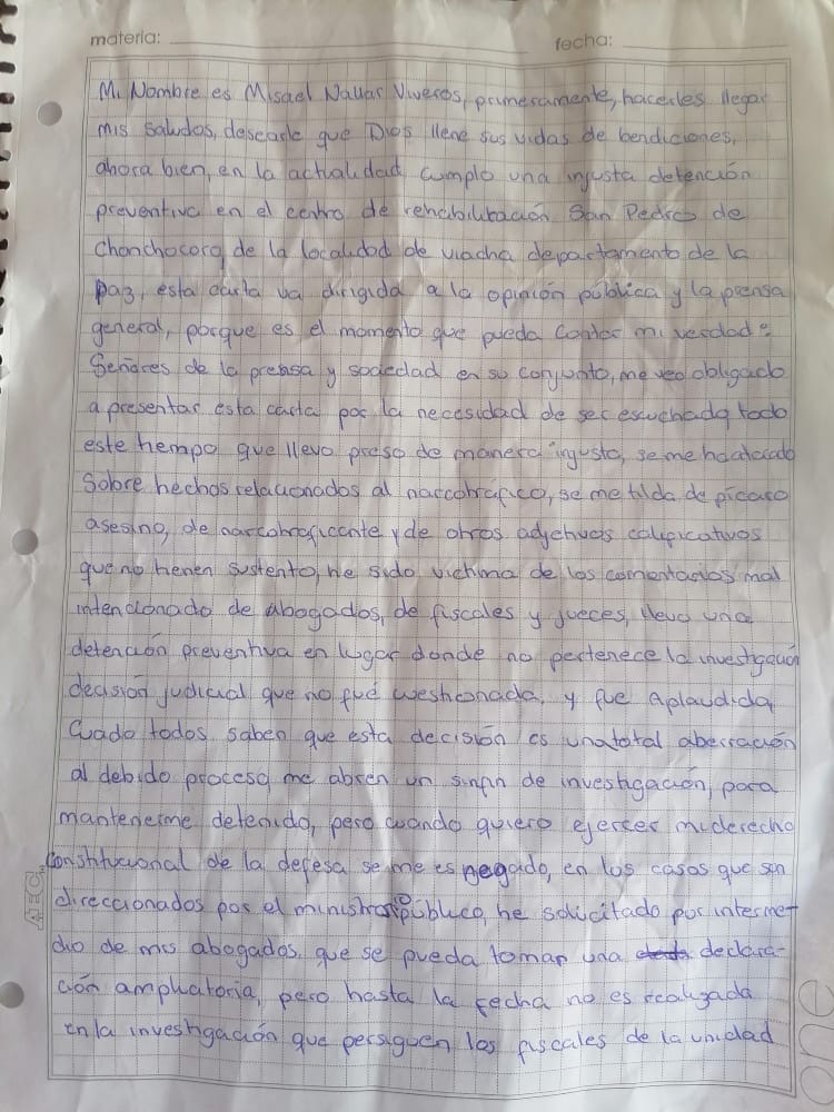 Nallar desde la cárcel: “¿Por qué la Fiscalía, la Policía y el Ministerio de Gobierno buscan callar mi voz?” 1 d5b95e10d4f7b4d84736a4cc469432c5