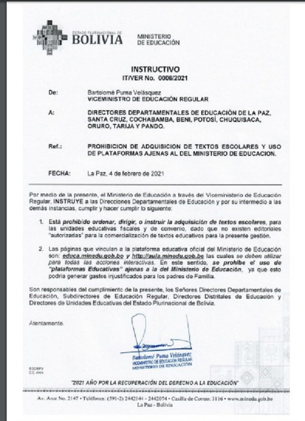 Iglesia observa que prohibición de plataformas y textos que no son del Gobierno viola el derecho a la libertad de educación 1 f359e6079d52347d1bee3309b8659f1d