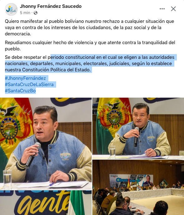 En Santa Cruz repudiaron el intento de golpe 1 Joni 1