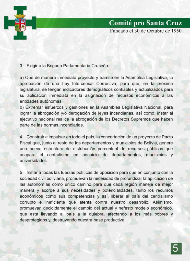 Sin políticos, la Asamblea de la Cruceñidad decreta paro este viernes en rechazo a datos del Censo 2024; denuncia ‘fraude’ 4 VAL 2