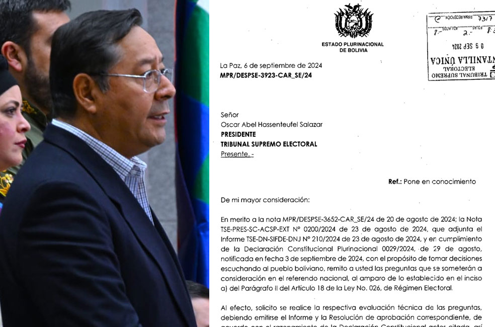 Arce envía otra vez preguntas de referendo al TSE para su evaluación técnica 2 arce 910