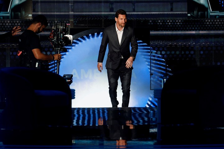 El ingreso de Messi al Kaseya Center, en Miami.