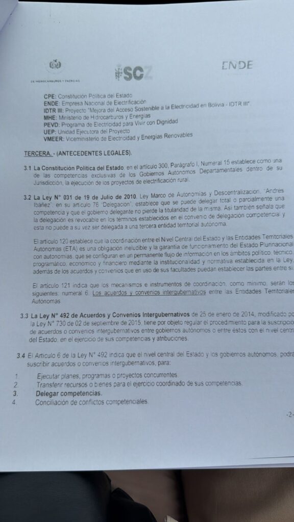 La Gobernación de Santa Cruz delega a ENDE la electrificación rural y reaviva el debate sobre la autonomía 2 dos
